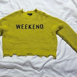 Distressed Forever 21 Yellow 'Weekend' Knit Sweater
